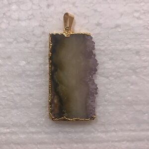 Gold Edge Natural Druzy Geode Gemstone Pendant